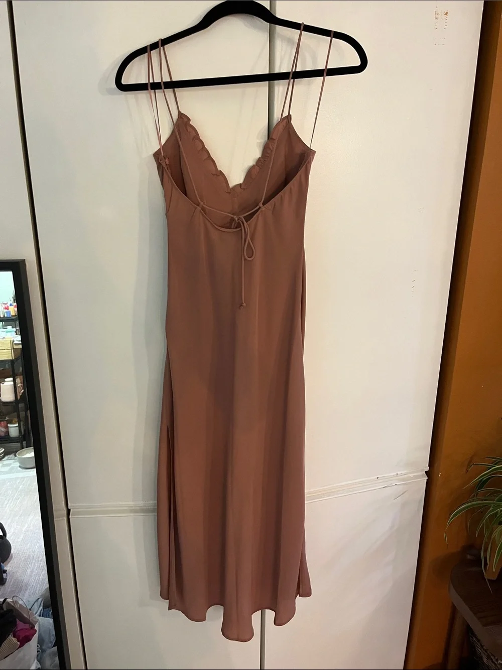 Abercrombie & Fitch Mauve Scallop V-Neck Maxi Slip Dress